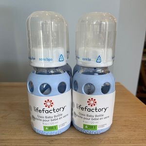 FOUR Life Factory 4oz Glass Bottles Brand New Lifefactory